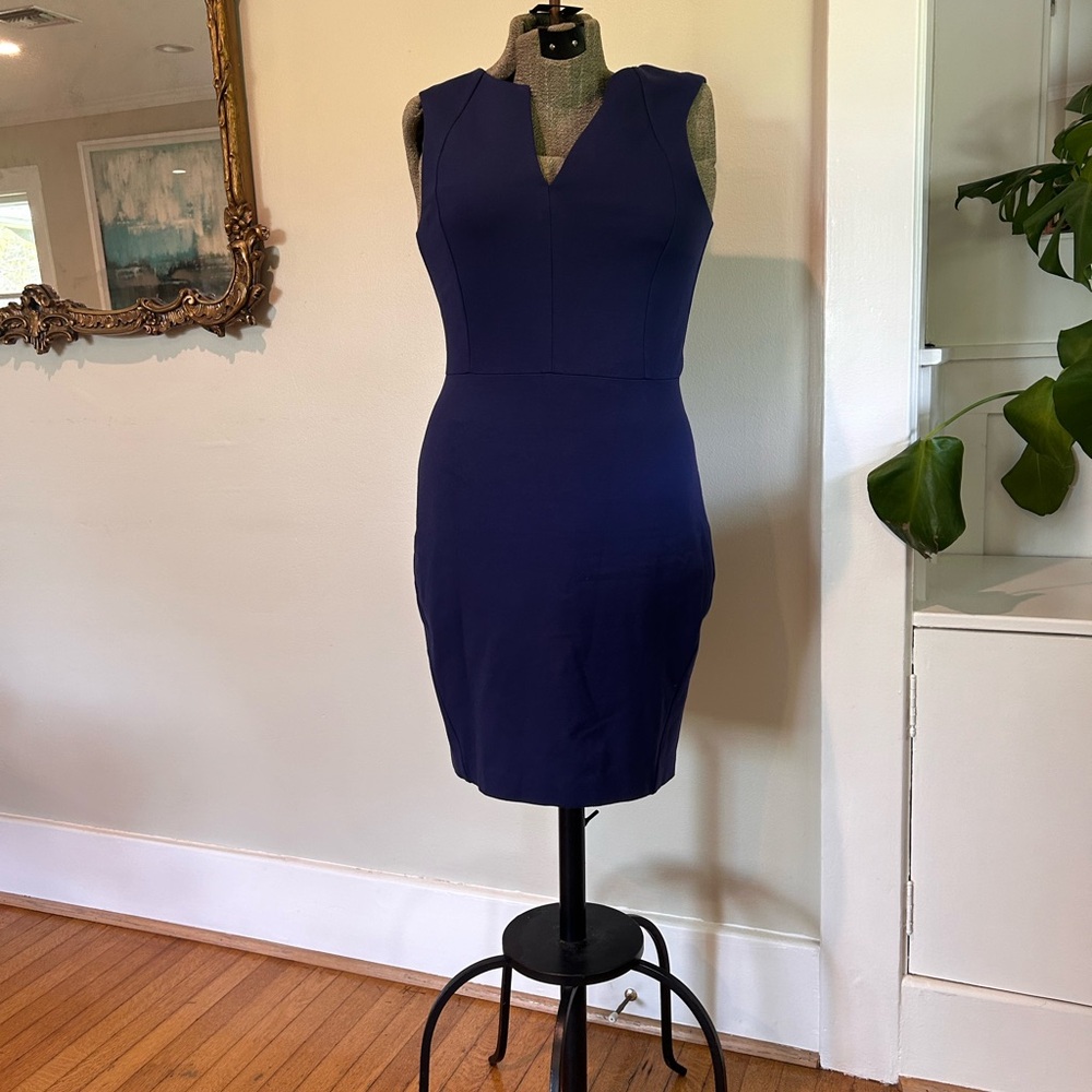 Trina Turk Blue Sheath Mini Dress V-Neck Sleeveless